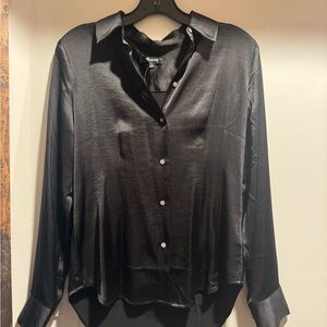 Madewell Charcoal Satin Button-Up Shirt